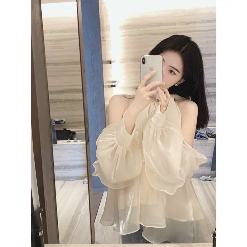 Áo Tơ Cổ Yếm Thắt Nơ Tiểu Thư Xinh, Áo Tơ Bánh Bèo Trễ Vai