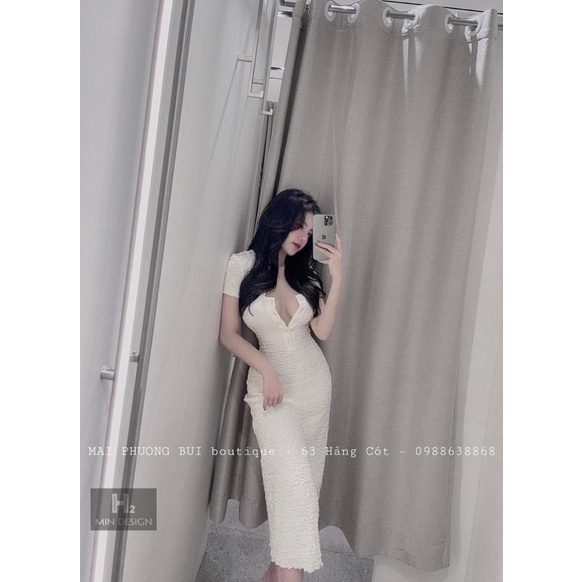 Váy body xốp cổ bẻ cúc dáng dài | BigBuy360 - bigbuy360.vn