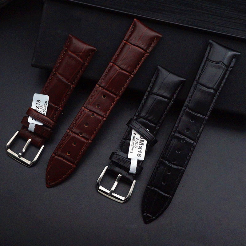 [Hàng nhập Xịn] Dây đồng hồ da bò lớp da bò đầu tiên chống thấm nước BO-41 size 14 16 18 19 20 21 22mm (Đen/Nâu)