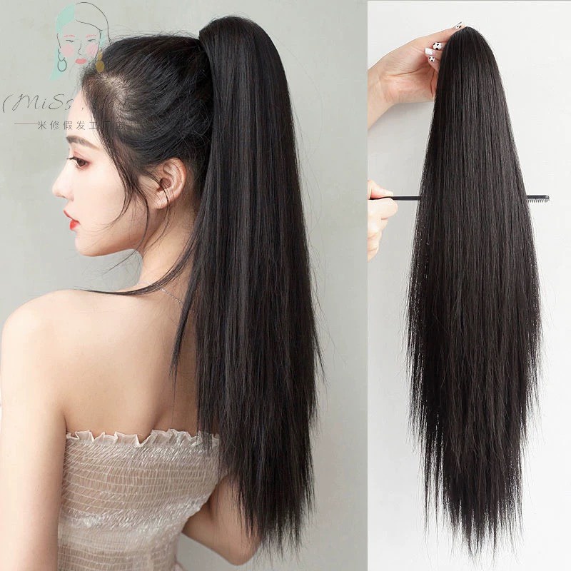 Tóc giả ngoạm thẳng 50cm chất liệu sợi tơ Hàn Quốc