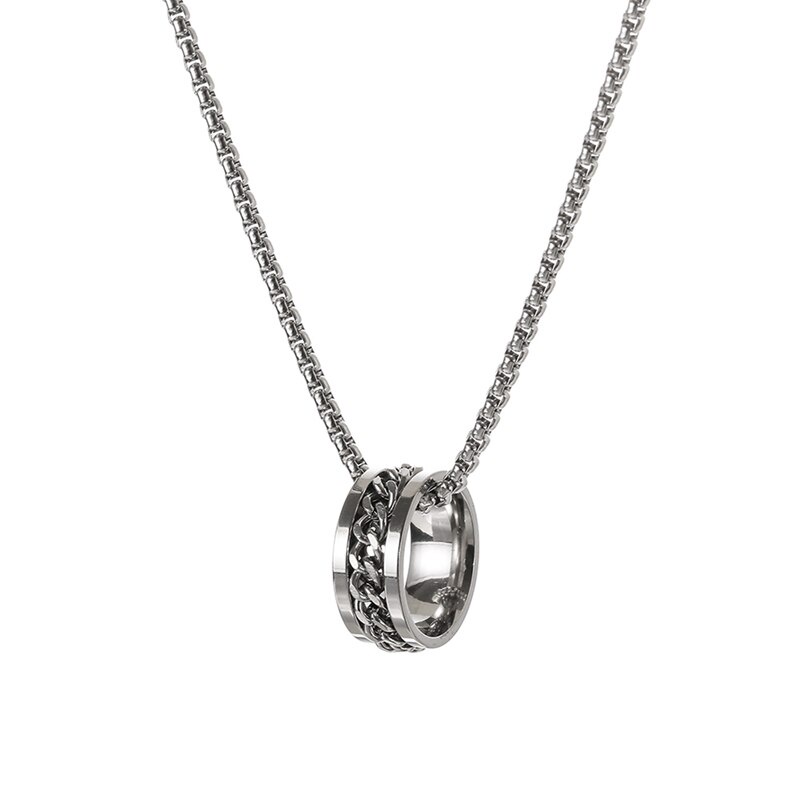 Dây chuyền thép không gỉ WC057 5040 mặt nhẫn phong cách vintage