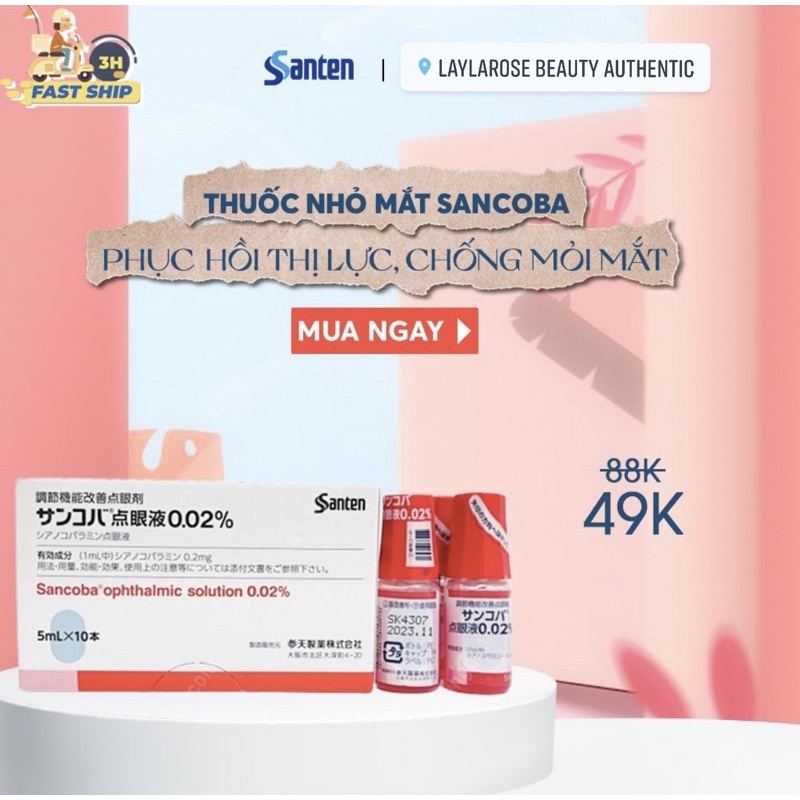 Dung Dịch nhỏ mắt chống khô cấp ẩm Sancoba Nhật Bản