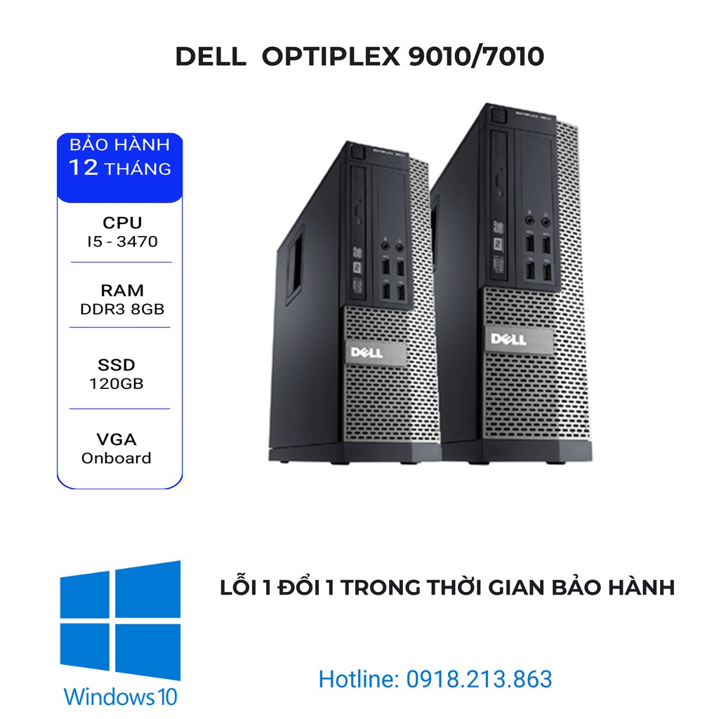 Máy Bộ Văn Phòng ⚡️Freeship⚡️ Bộ Máy Tính Cây - Dell Optiplex 9010/7010/3010 (i5 3470/Ram 8Gb/ SSD 120GB) - BH 12T