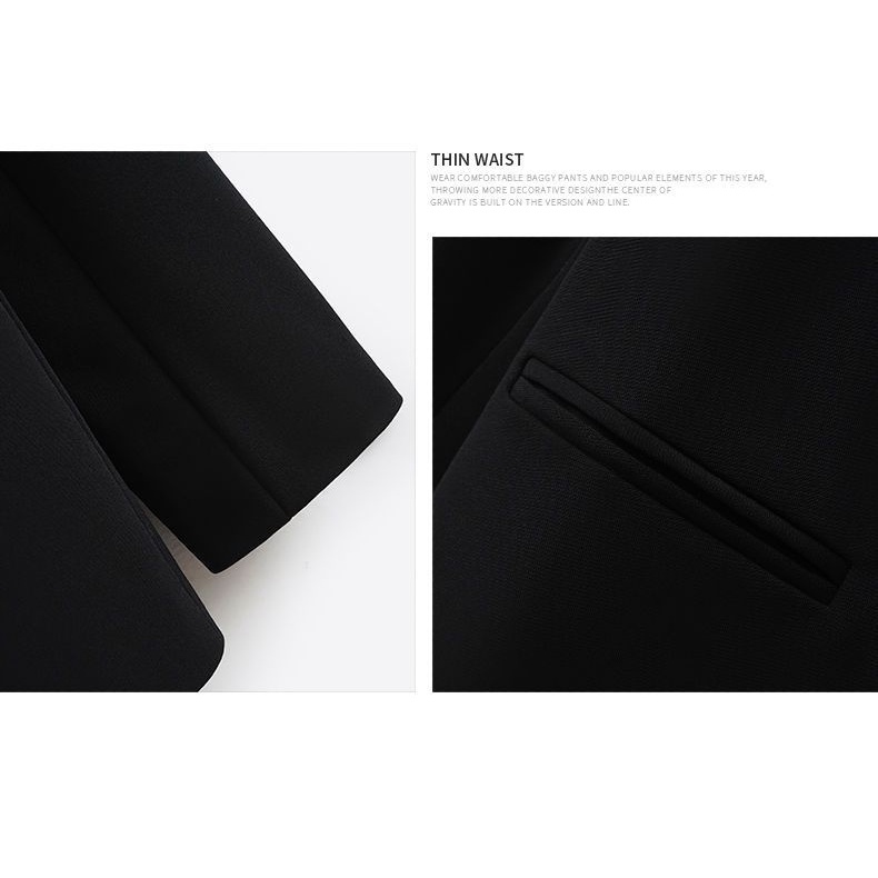 Áo Khoác Blazer Hai Hàng Nút Cài Ôm Dáng Màu Đen Phong Cách Anh Quốc Thời Trang 2023 Cho Nữ