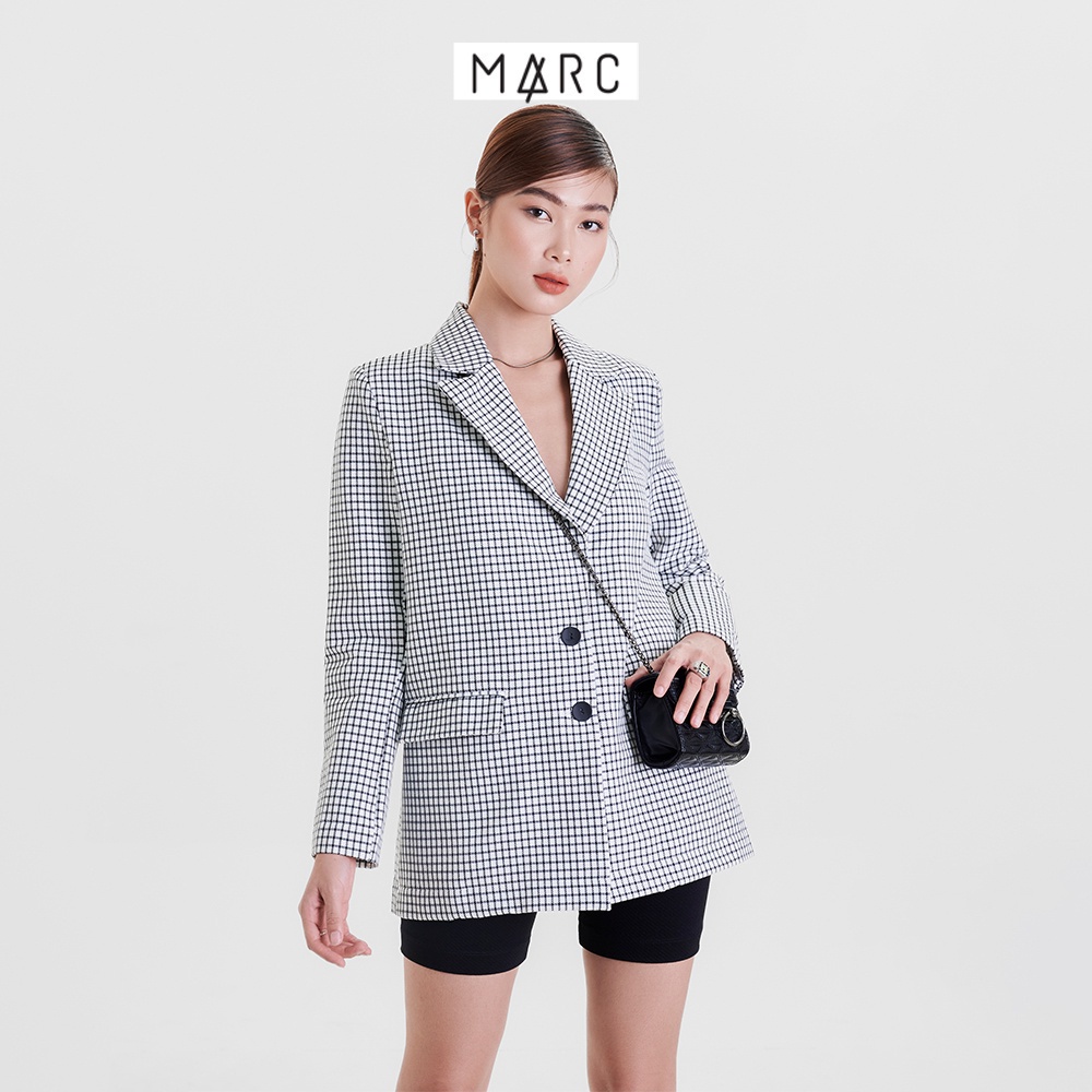 Áo khoác blazer nữ MARC FASHION oversized họa tiết ca rô FAPH1130