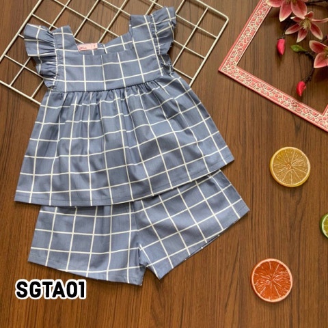 Đồ bộ cho bé gái cao cấp 1 đến 10 tuổi bộ quần áo cho bé mặc nhà đi học vải thô mềm cao cấp - SGTA