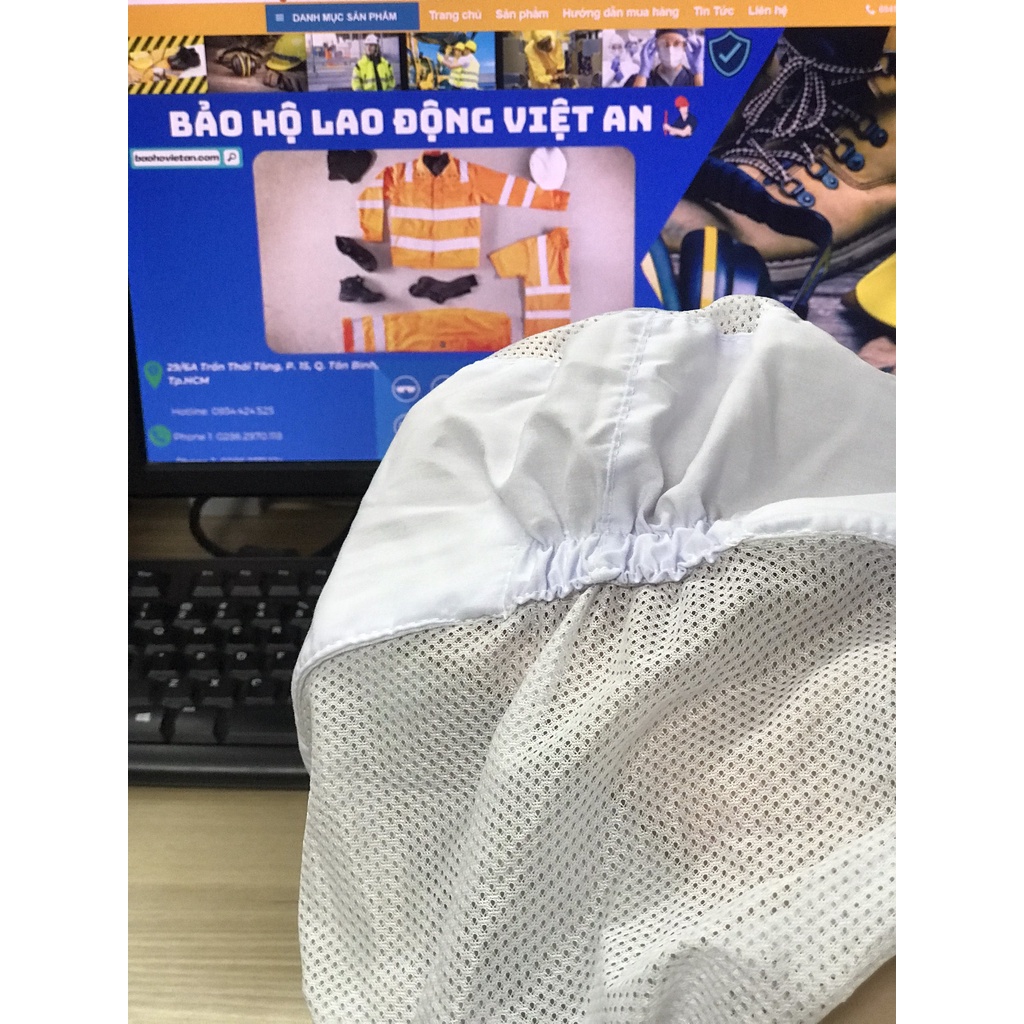 Nón kết búi trùm tóc đỉnh lưới công nhân màu trắng thủy sản, thực phẩm