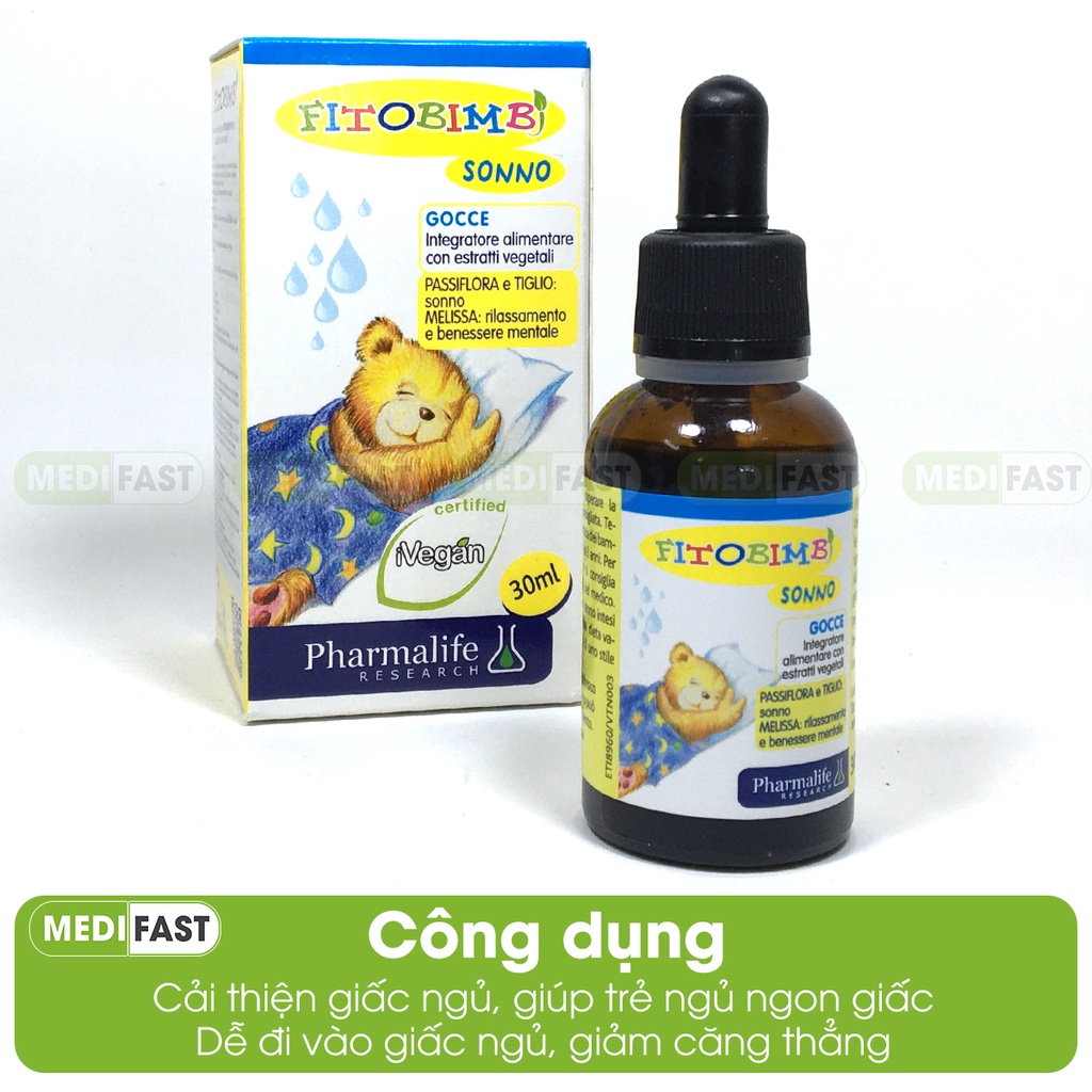 Siro giúp bé ngủ ngon - Sonno Bimbi bé hết khóc đêm, ngủ ngon giấc tự nhiên - Nhập khẩu chính hãng từ Ý - Lọ 30ml