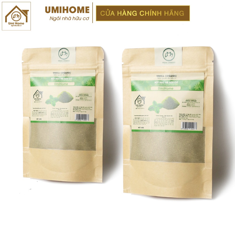 Bột Bạc Hà đắp mặt nạ hữu cơ UMIHOME nguyên chất 40g | Mint powder 100% Organic