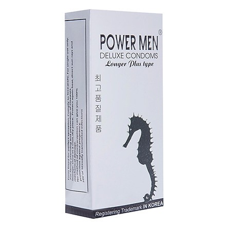 Bao cao su cao cấp Power Men Longer Plus cá ngựa hộp 12 chiếc