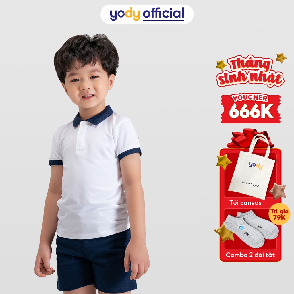 Áo polo trẻ em Yody kid cotton coolmax phối bo cổ mềm mịn KID4084