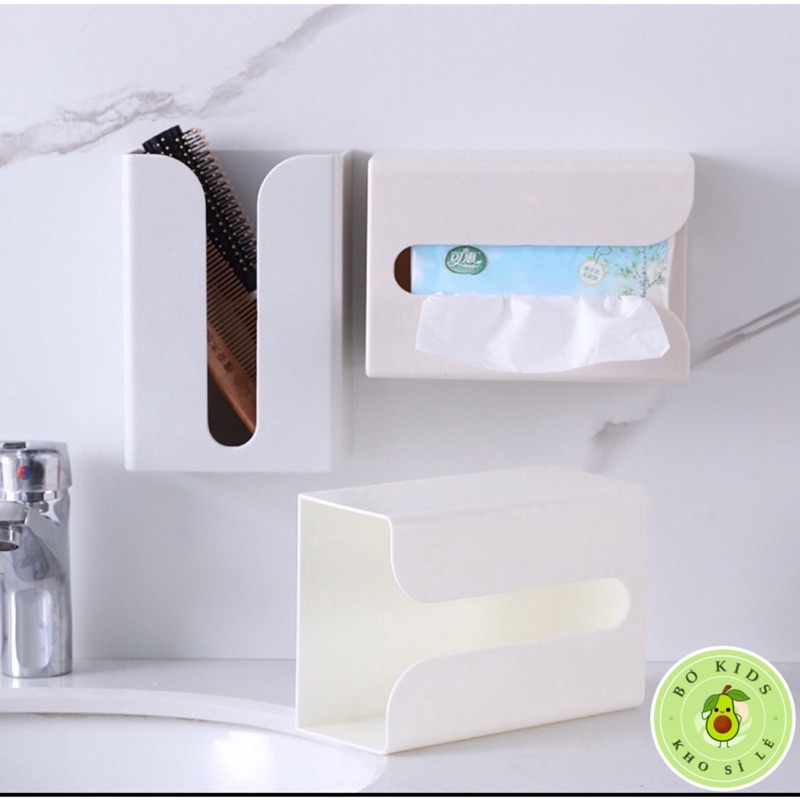 Hộp Đựng Khăn Giấy Dán Tường Nhà Tắm Nhà Bếp, Bàn Làm Việc Đựng Túi Rác Thông Minh ( Có Kèm Miếng Dán )