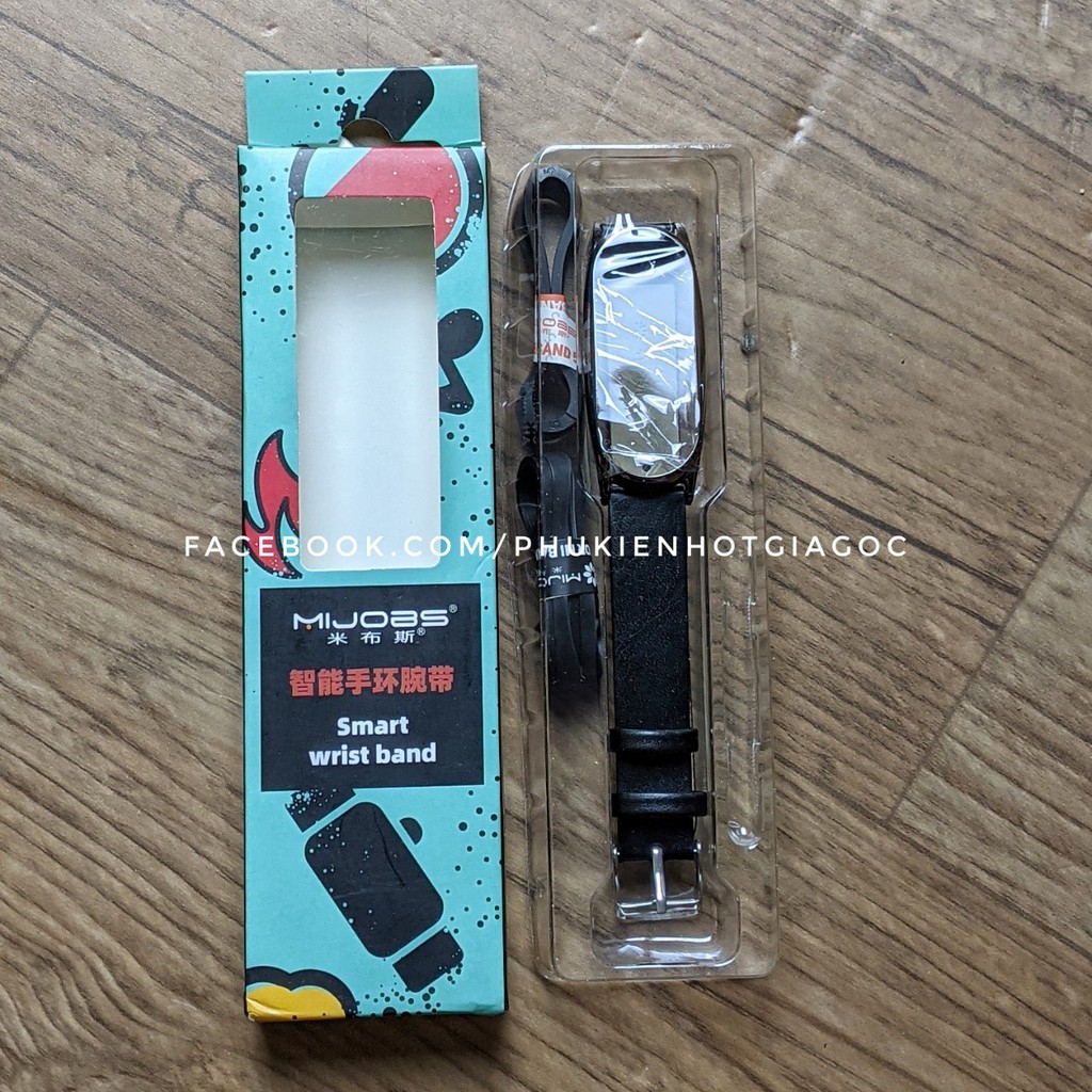 Dây da Mijobs cho Mi band 5 / Dây Mi band 4, Dây Miband 3 làm bằng da - Chính hãng Mijobs
