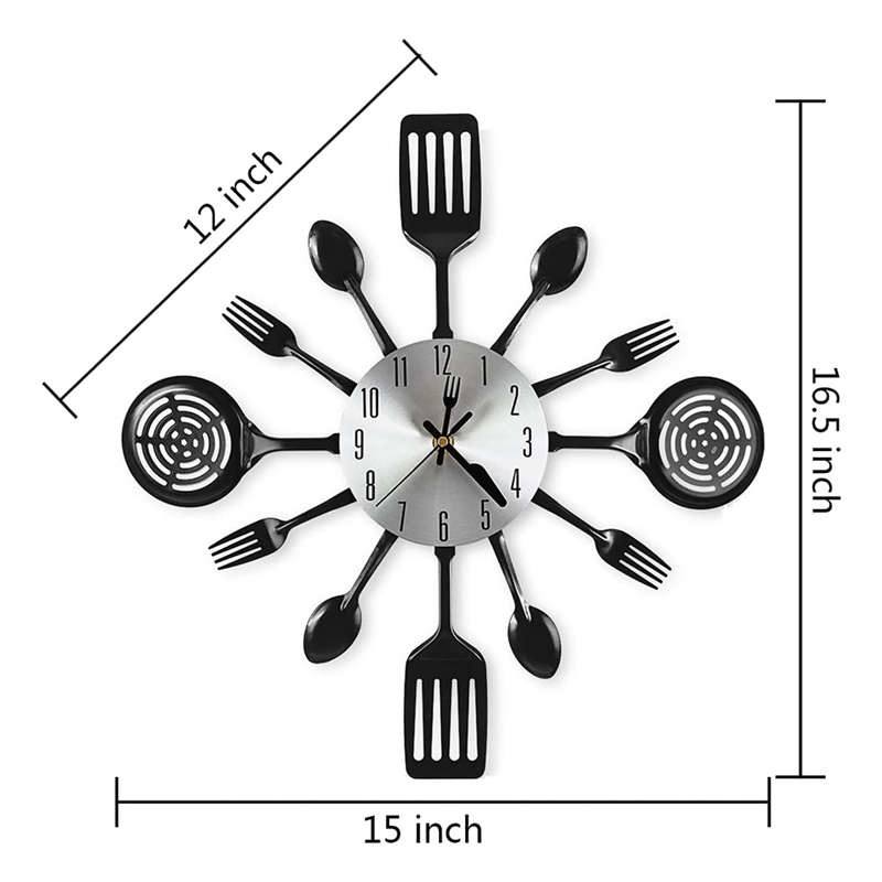 Đồng Hồ Treo Tường Hình Dụng Cụ Nhà Bếp 16 Inch 3D Độc Đáo