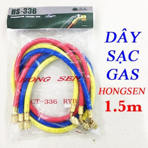 Dây sạc gas điều hoà máy lạnh Hongsen 1.5m - bộ 3 dây nạp gas chính hãng