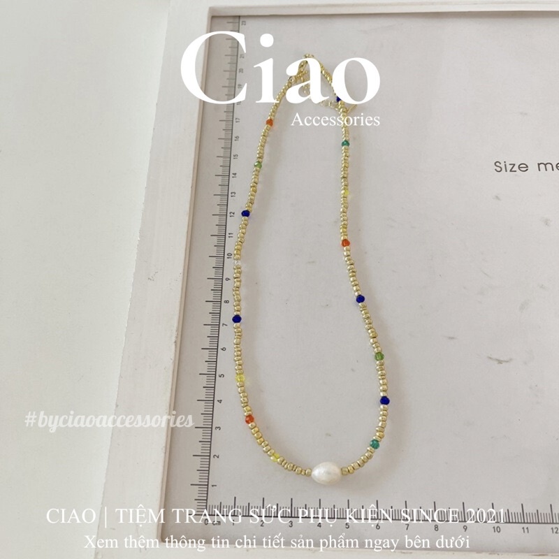 [HOẢ TỐC 1H] Dây chuyền/ Vòng cổ hạt cườm kết hợp hạt trai nước ngọt thiết kế mới lạ Olivia Ciao