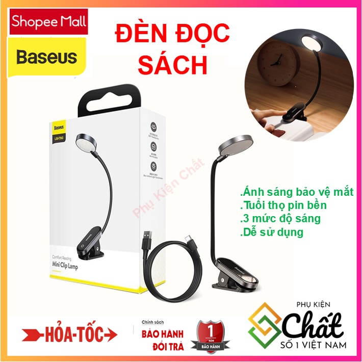 Đèn Đọc Sách , làm việc Dạng Kẹp  Mini Baseus Clip Lamp DGRAD-0G Thiết kế nhỏ gọn tiện dụng có thể mang theo mọi lúc