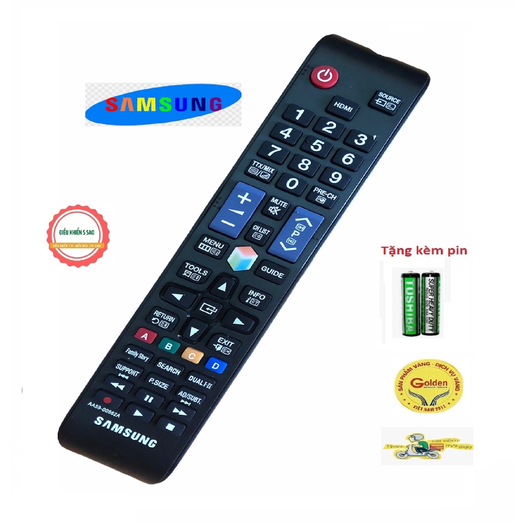 Điều khiển tivi SamSung AA59-00582A loại dài có smart internet và có nút HDMI ở trên cùng - tặng kèm pin -