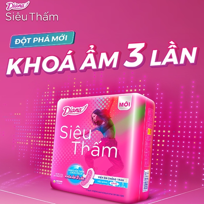 [Tặng Thêm 2 Miếng] Băng Vệ Sinh Diana Siêu Thấm Mỏng Cánh Mặt Lưới 23cm - 8 Miếng