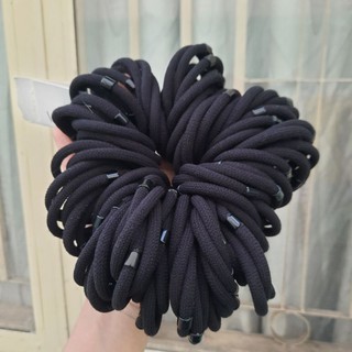 Túi 10 dây thun cột tóc 1 nút màu đen (vòng 5cm)