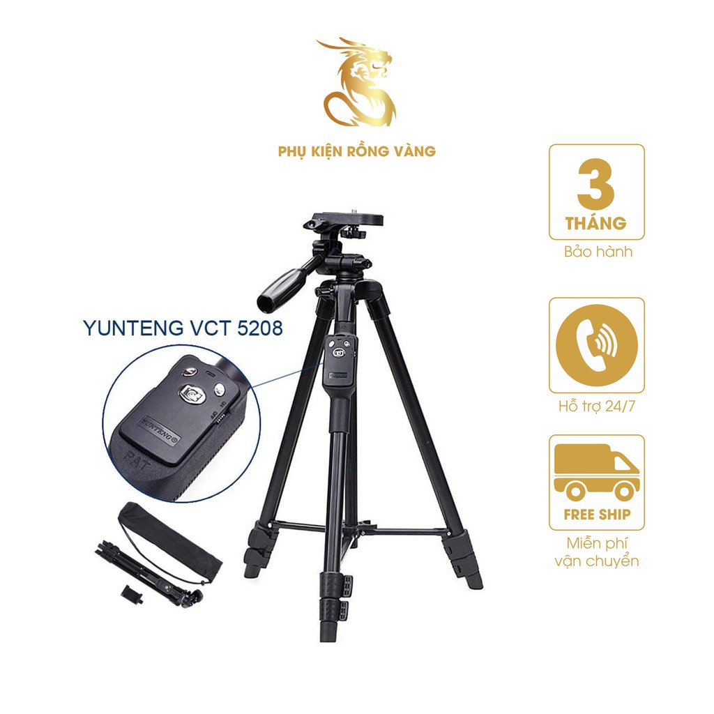 [Mã SKAMSALE03 giảm 10% đơn 200k] Gậy tripod Yunteng VCT 5208, gậy chụp ảnh 3 chân giá đỡ điện thoại