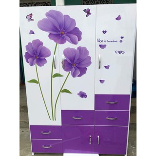 decal dán tường hoa tím