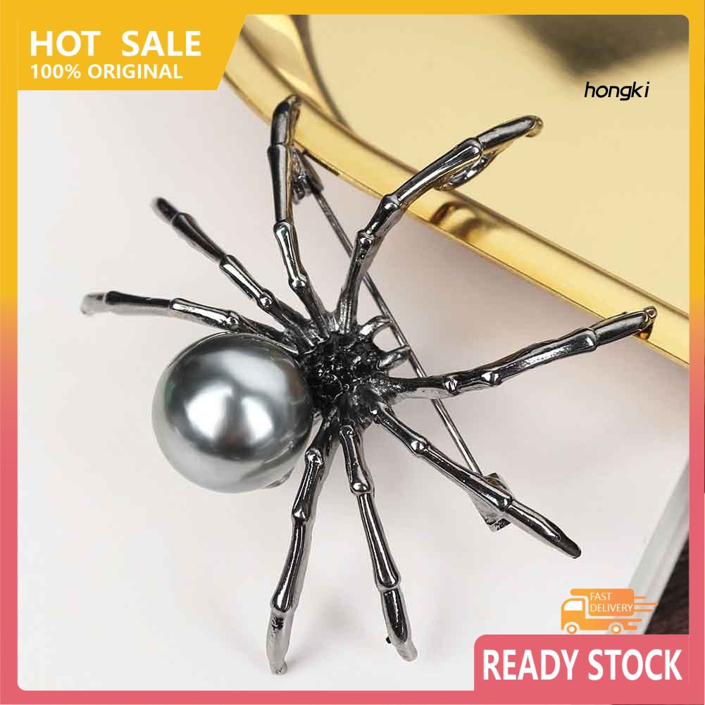 Ghim Cài Áo Hình Nhện Đính Đá Và Ngọc Trai Nhân Tạo Thời Trang Cho Nữ