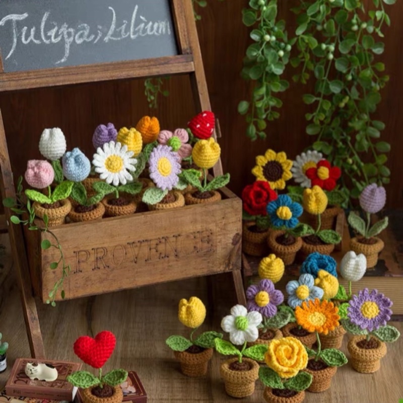 DIY Gói Nguyên Liệu Móc Chậu Hoa Len Nhiều Mẫu    - Quà Tặng Handmade Tự Làm Decor [Có hướng dẫn]