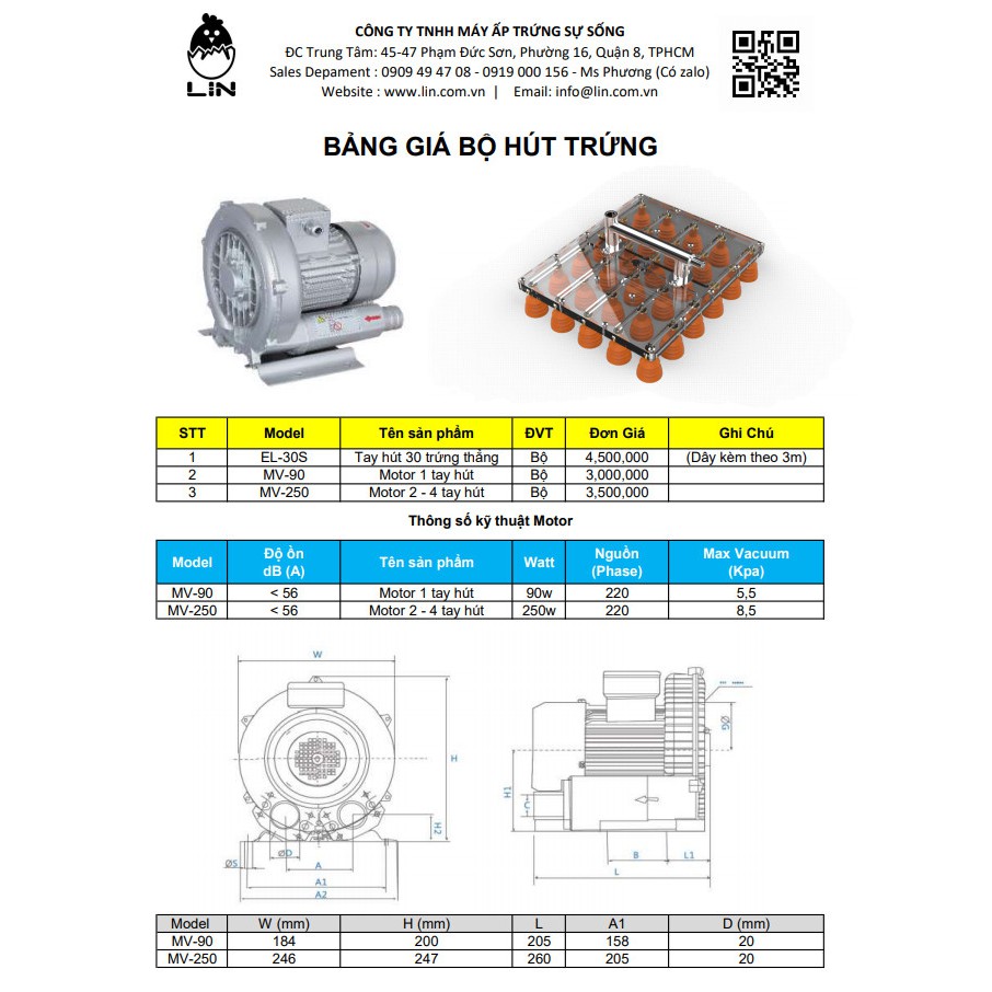 Tay hút trứng 30 trứng - [4 tay hút 1 motor 250w]- Hàng chính hãng LIN