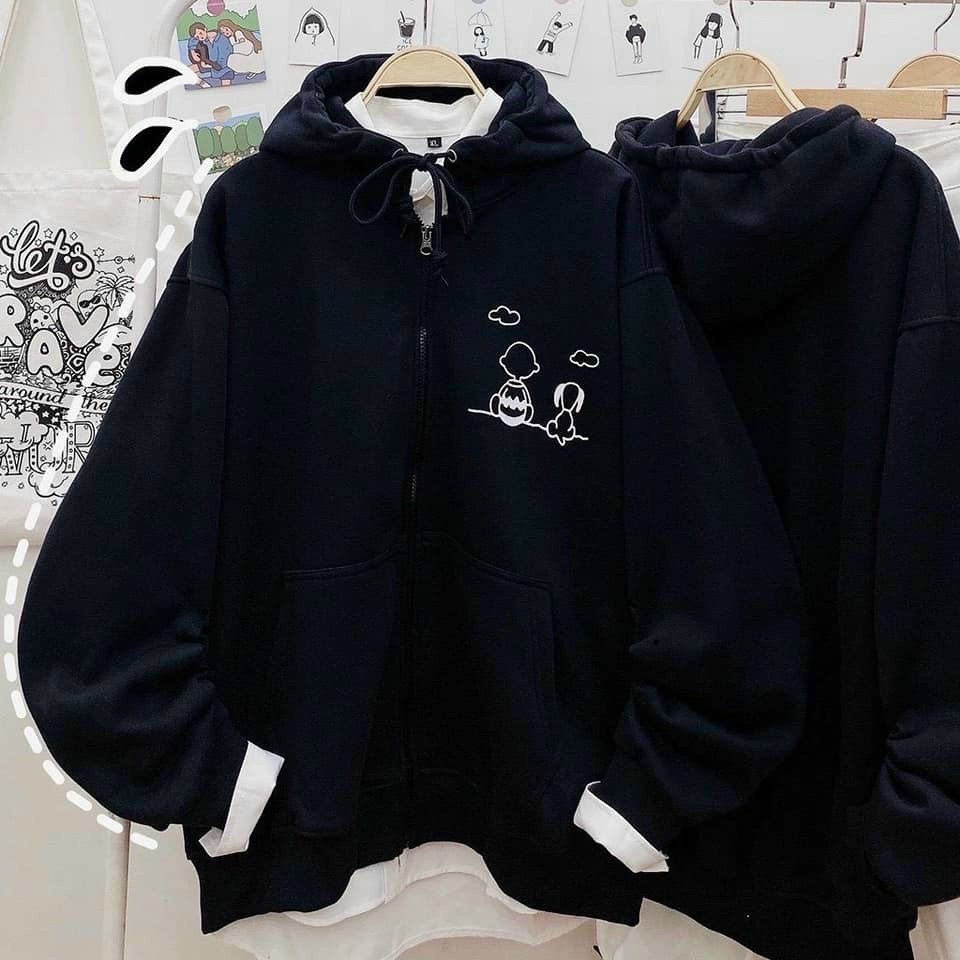 Áo khoác nam nữ Hoodie nỉ trơn Basic in 5D form rộng tay bồng khóa kéo có mũ Ulzzang giá rẻ couple màu đen, trắng K064 | BigBuy360 - bigbuy360.vn