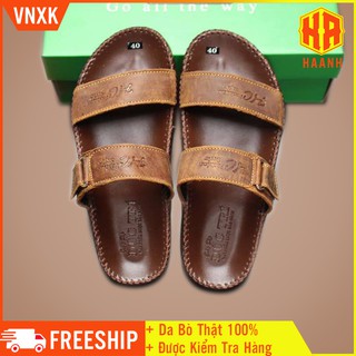 Dép quai ngang 🔥FREESHIP🔥 Dép quai ngang nam da bò cao cấp VNXK Mã V64