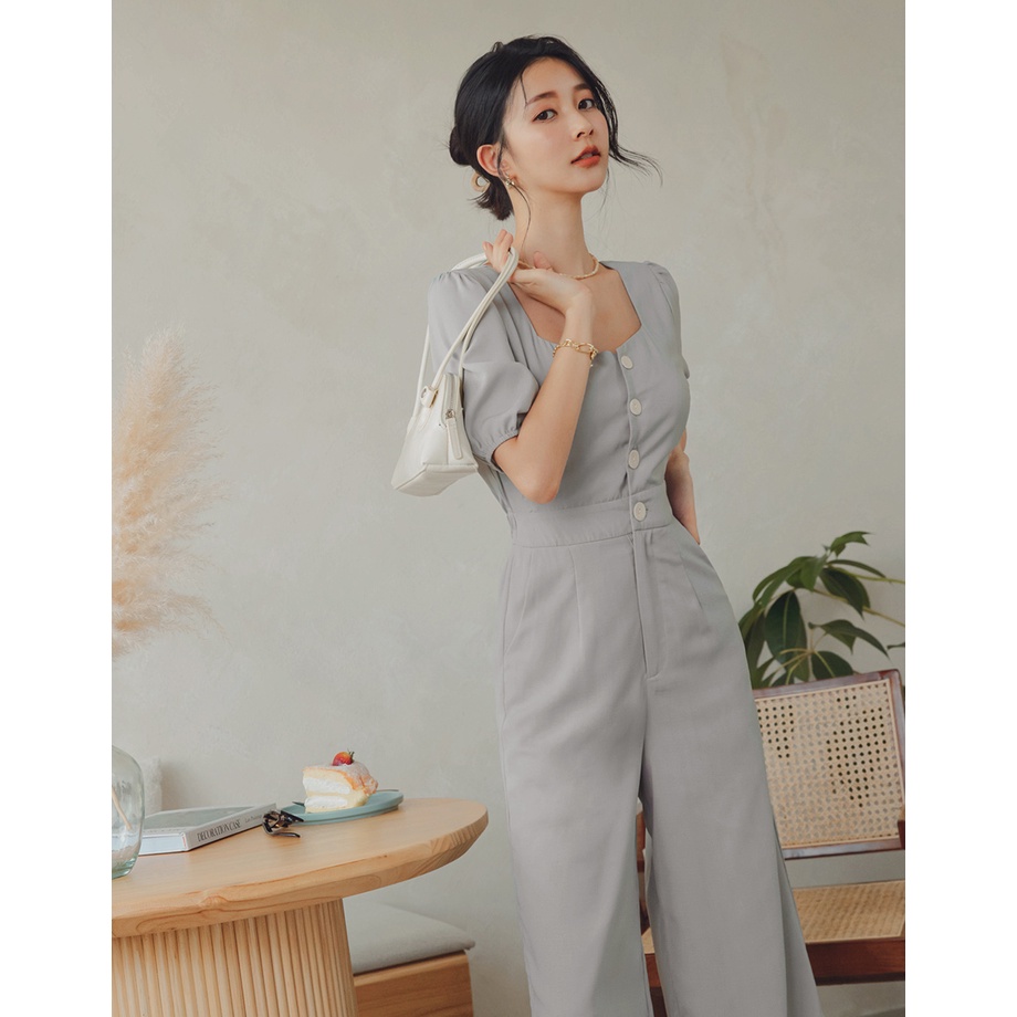 Jumpsuit cổ vuông bo eo đính nút nữ Air Space 2121828009