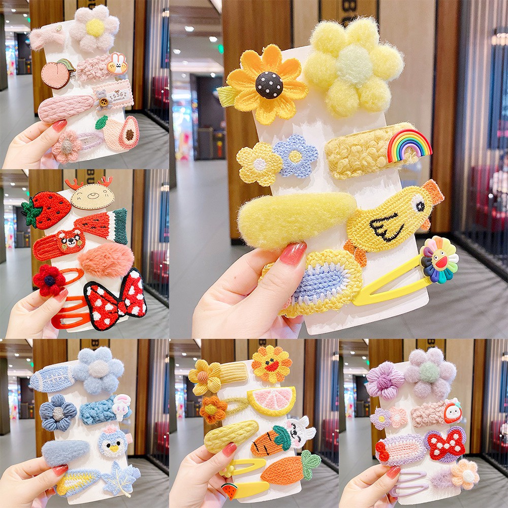Set 8 kẹp tóc nơ/ hoa nhiều màu dễ thương cho bé