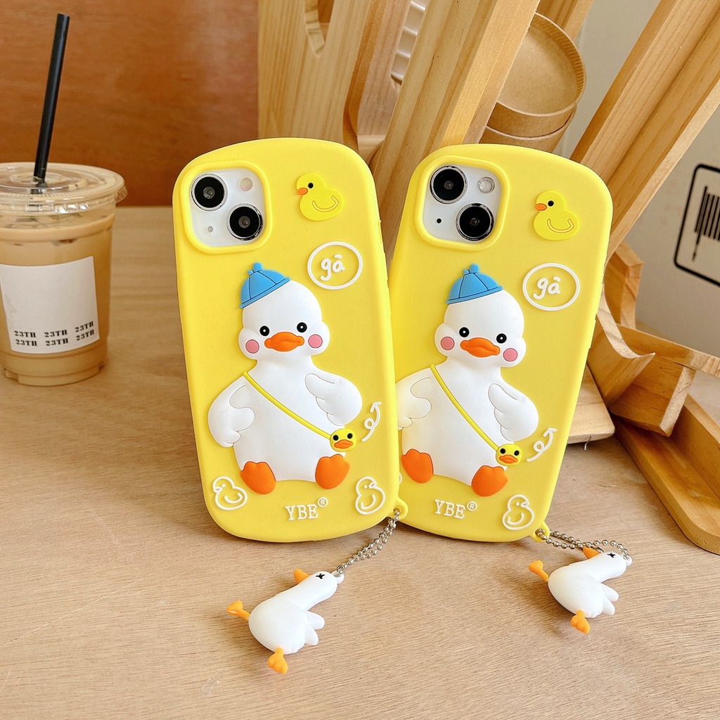 Ốp Điện Thoại Hình Chú Vịt Đeo Ba Lô Vui Nhộn Cho Iphone 12 pro max 11 pro max xs max xr x 7 8 plus