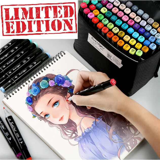 [1 TẶNG 1] LẺ Bút Marker Touch Phiên Bản Limited Vỏ Black Matte Chuyên Nghiệp Chính Hãng 2 Đầu Lông Dạ Màu Vẽ Anime Cool