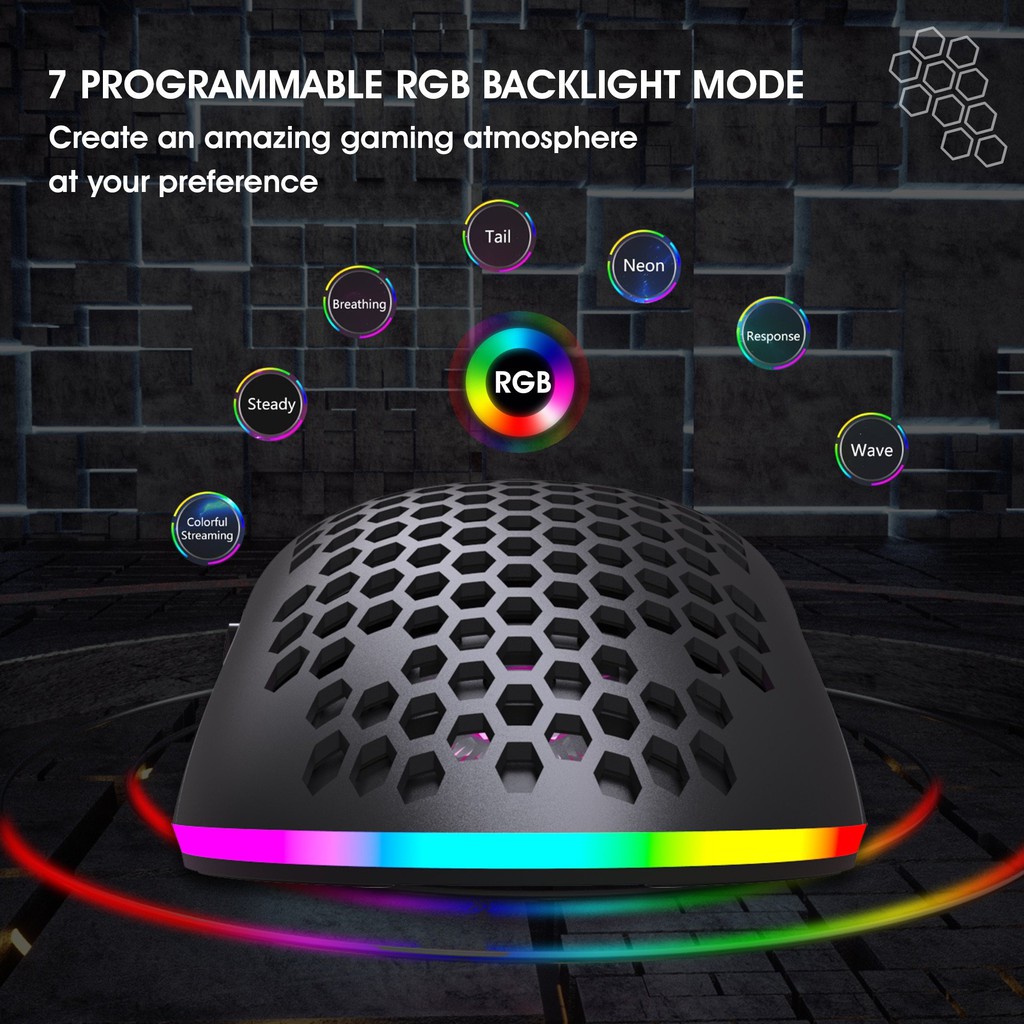 Chuột Gaming không dây Dây XUNFOX XYH80 3200DPI LED RGB 16,8 Triệu Màu 7 Phím Macro - BẢO HÀNH 12 THÁNG