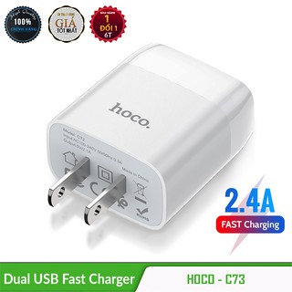 Cốc Sạc Nhanh 2 cổng 5V/2.4A Hoco C73  - Hàng Chính Hãng