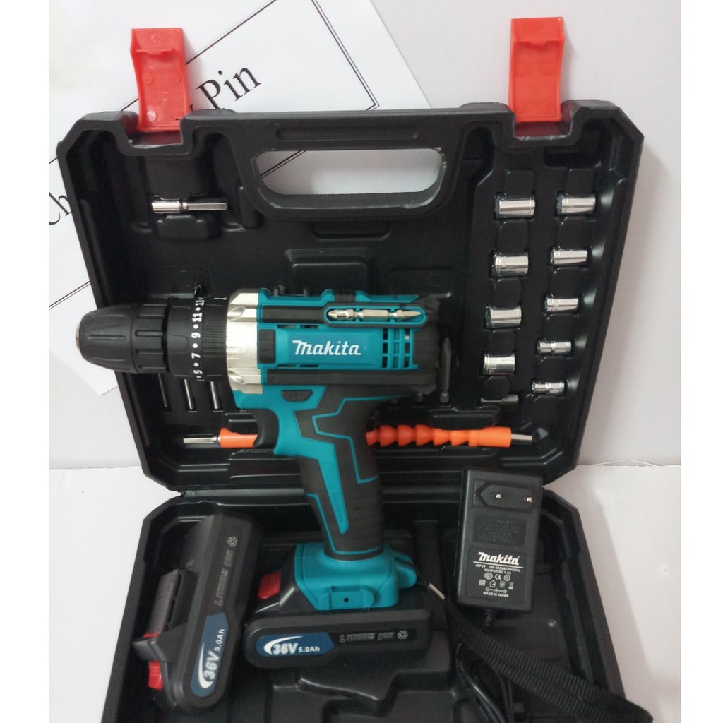 Máy khoan pin Makita 36V 3 chức năng, 100% lõi đồng, Tặng bộ phụ kiện 24 chi tiết