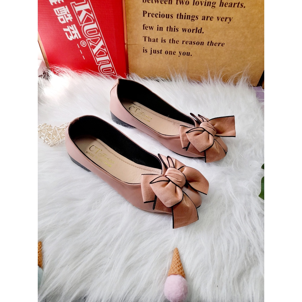 Giày Búp Bê Đính Nơ To Bản  - Kiểu Dáng Tiểu Thư Bánh Bèo Bupbe.mac