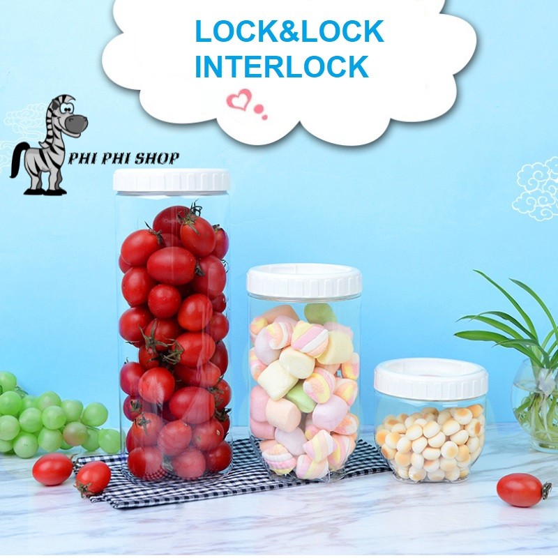 Bộ 3 hộp nhựa Lock&amp;Lock Interlock 3 dung tích khác nhau(1.6L+500ml+1L)