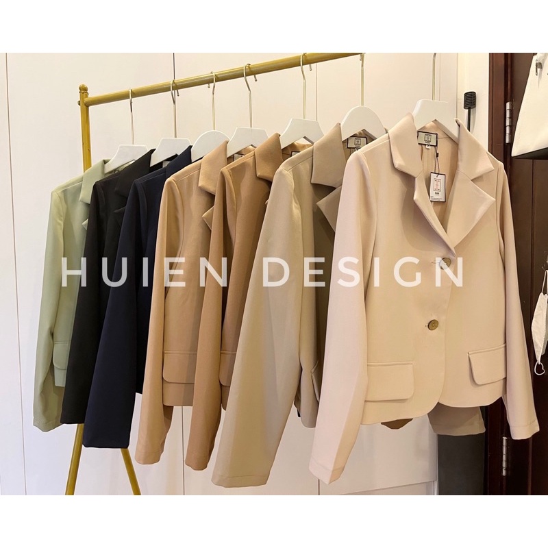 Áo blazer nữ 1 lớp dáng ngắn tay dài Huien Design thời trang công sở trẻ trung, áo vest nữ Hàn Quốc màu sắc