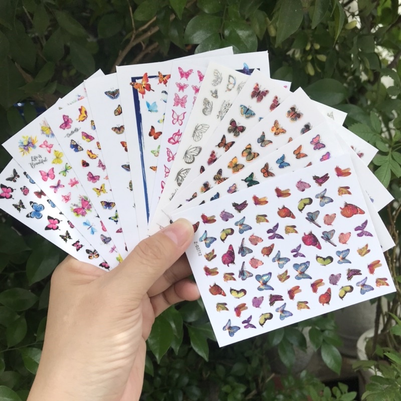 Sticker dán móng nail bướm màu