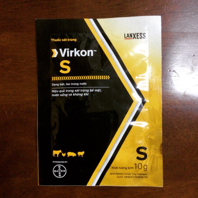 Bột Pha Sát Trùng Chuồng Trại Nhà Xưởng Không Khí Virkon S Bayer Gói 100g