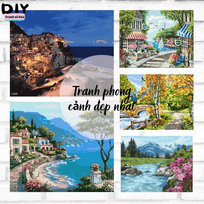 Tranh tô màu số hóa DIY Các mẫu tranh phong cảnh siêu hot