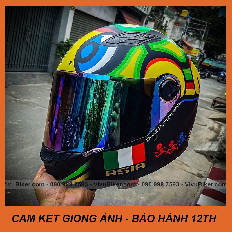 [GIÁ KHO] Mũ bảo hiểm Fullface Asia mt136 tem SRT xám bạc - bảo hành chính hãng 12th