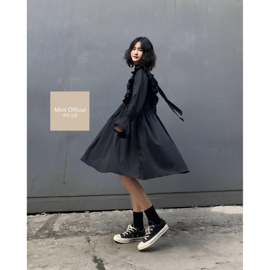 LOLI DRESS - VÁY BABYDOLL BÈO DÀI TAY TIỂU THƯ THƯ VIỀN DÂY NƠ MẶC 2 KIỂU TRƯỚC SAU - VÁY ĐẦM NỮ PHỐI BÈO BO GẤU TRẮNG Đ | BigBuy360 - bigbuy360.vn