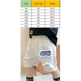 Quần lửng/ngố mosshind cho bé trai vải jean cao cấp, Quần short đùi bé trai xịn size 12-37kg - OQ043