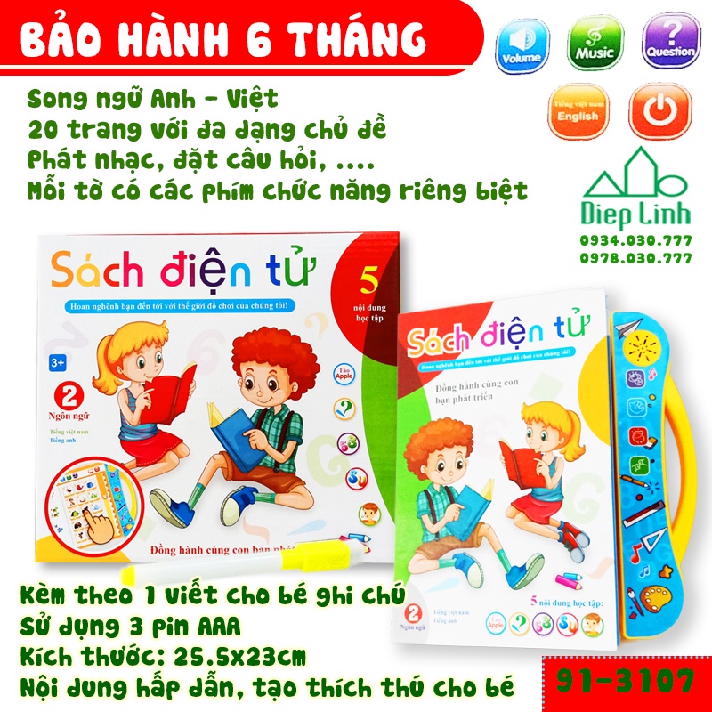 [Phiên Bản Mới nhất] Sách Nói Điện Tử Song Ngữ Anh- Việt Giúp Trẻ Học Tốt Tiếng Anh- Cho Bé Từ 1- 7 Tuổi