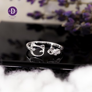 Nhẫn Bạc 925 Ddreamer Hình Mèo và Nơ Đính Đá 2061NH