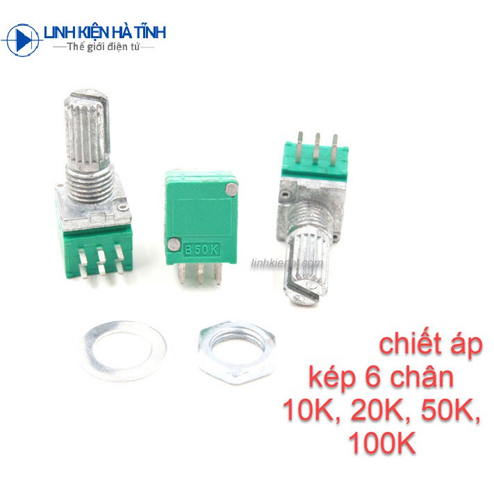 Chiết áp RK097N đơn/đôi 10K / 20K / 50K / 100K chiều dài 15MM
